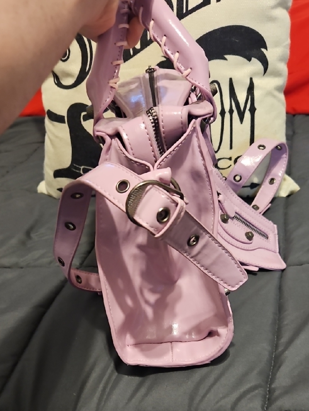 Balenciaga Lilac City Leather Satchel with Heart Tag - Picture 4 of 7